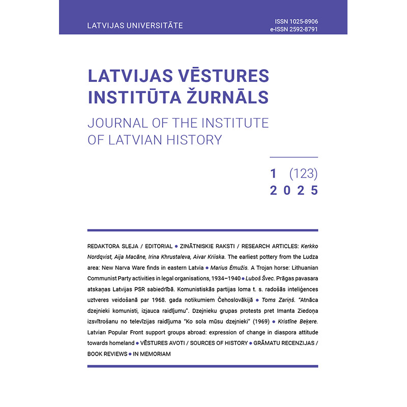 Latvijas Vēstures Institūta Žurnāls, 2025/1 (123) /